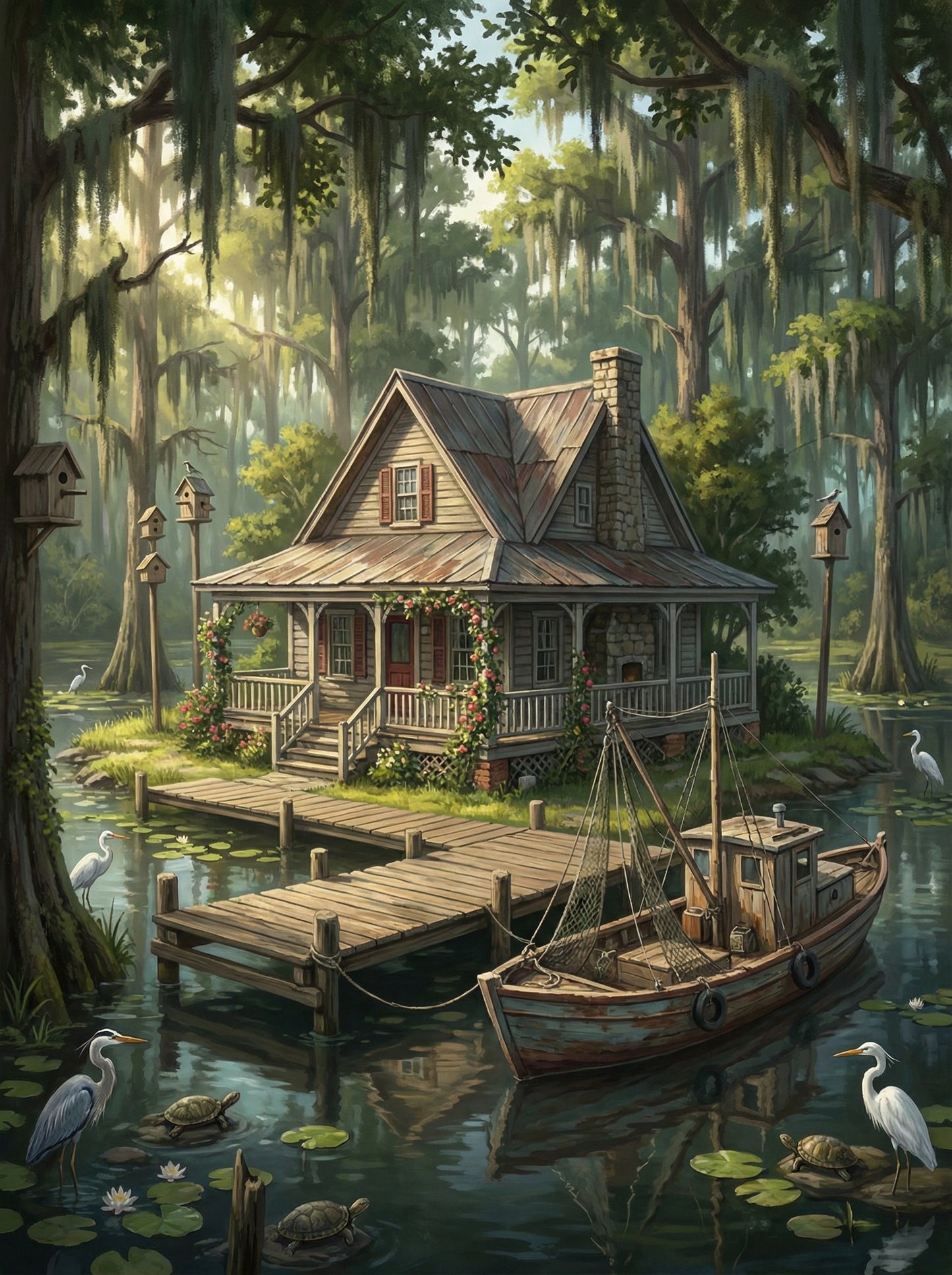 Bayou Dockside Cabin (Diamond Painting) Diamond Painting kit