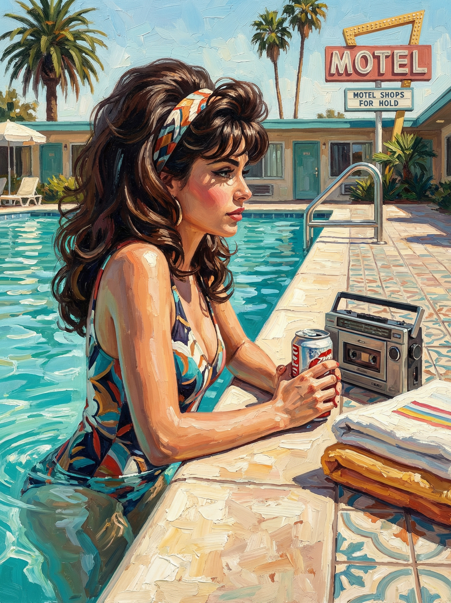 Motel Pool Daydream (100 Color Diamond Painting)