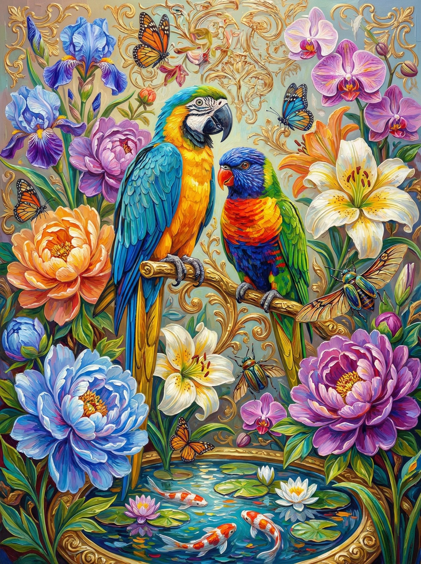Baroque Parrot Garden (Diamond Painting) Diamond Painting kit