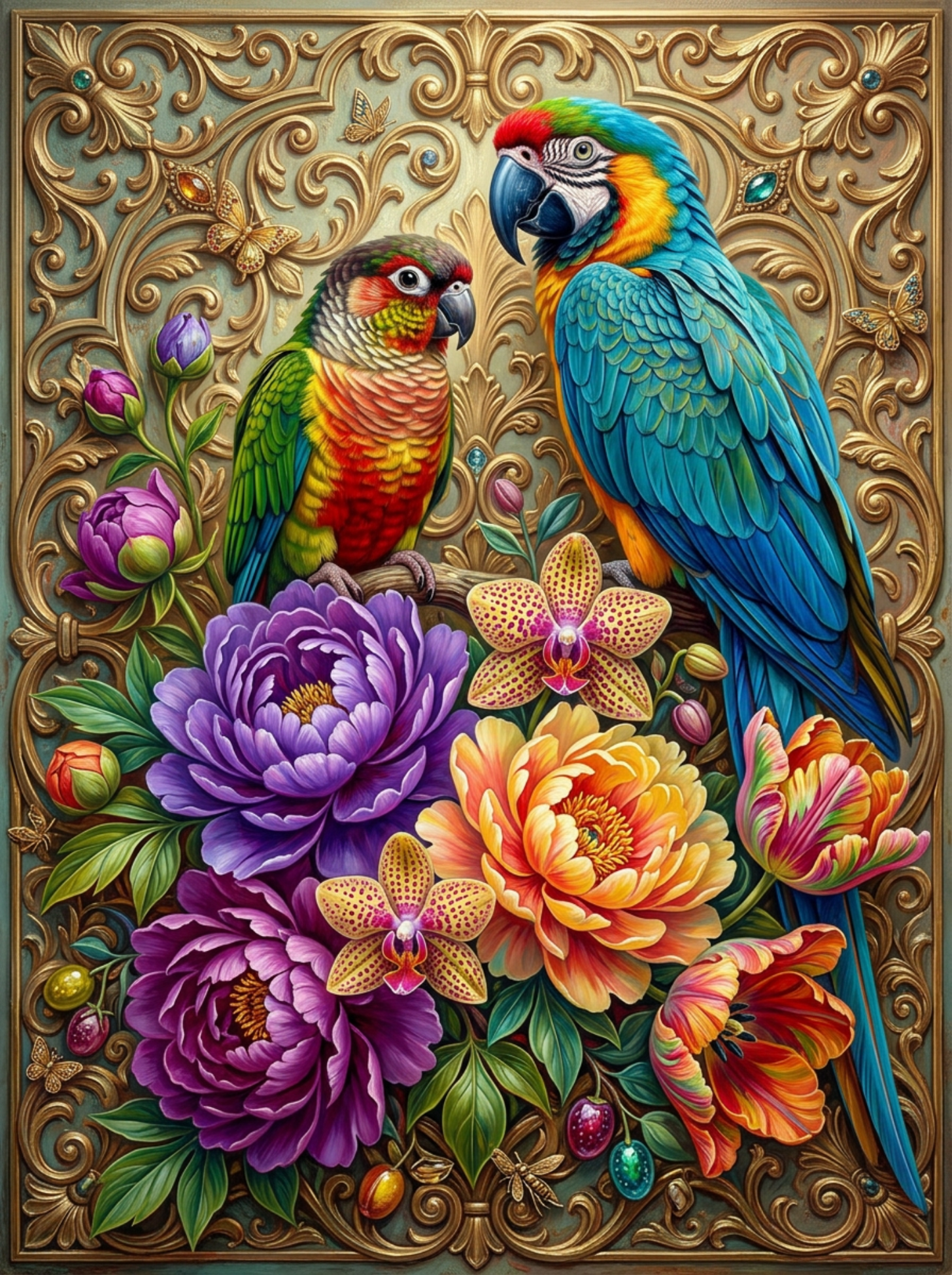 Ornate Parrot Elegance (100 Color Diamond Painting) Diamond Painting kit