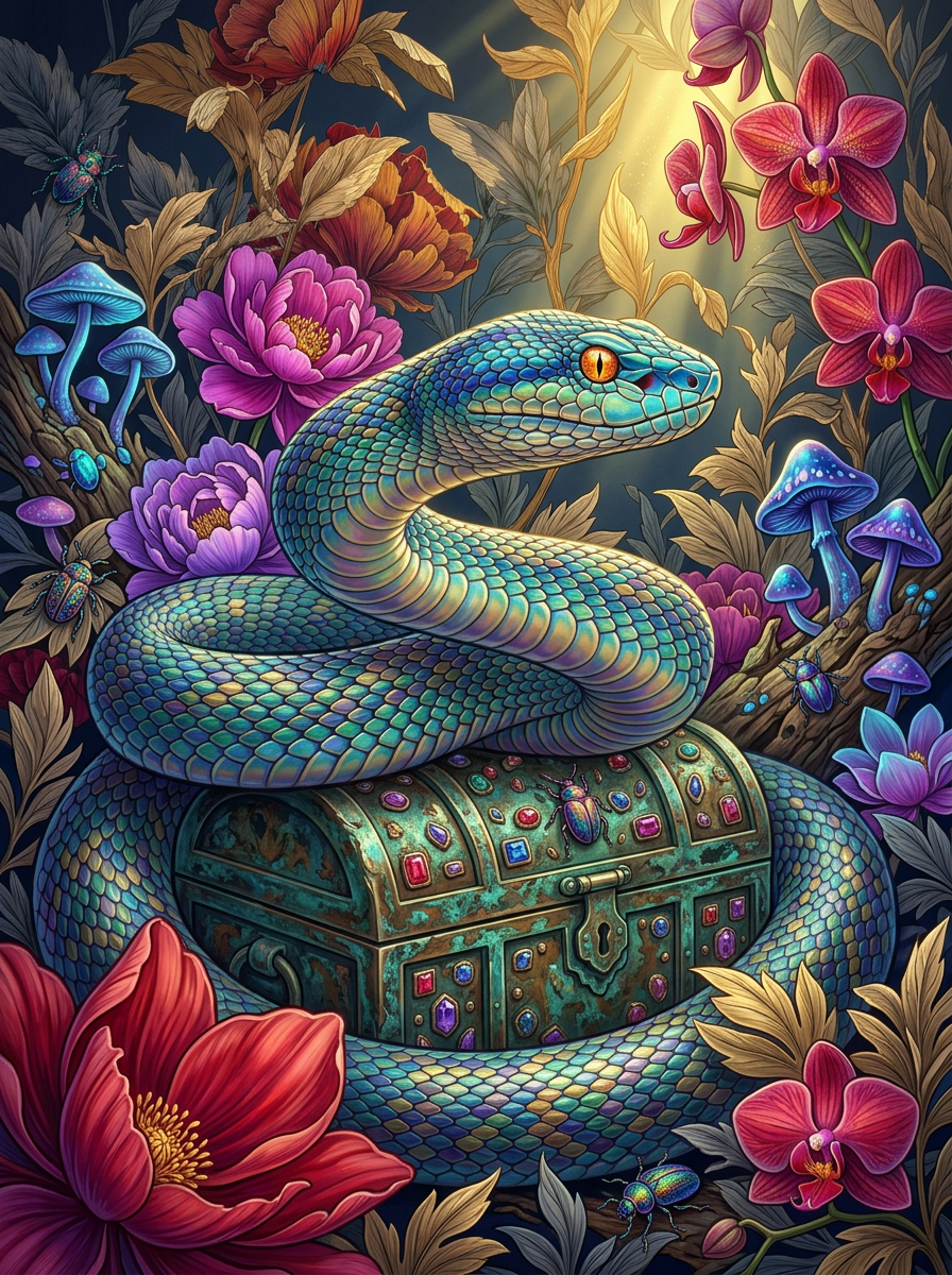 Emerald Treasure Snake (Diamond Painting) Diamond Painting kit