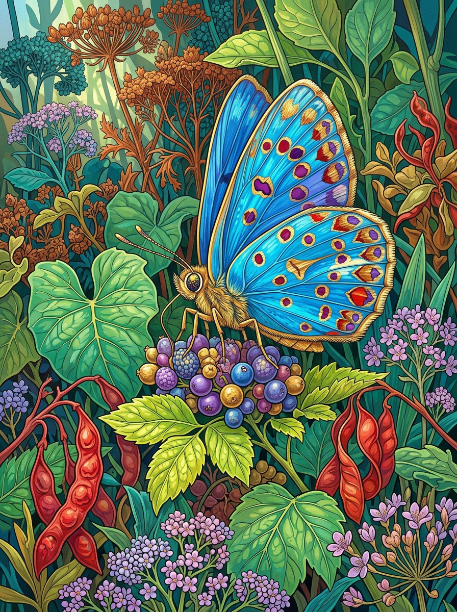Sapphire Berry Butterfly (Diamond Painting) Diamond Painting kit