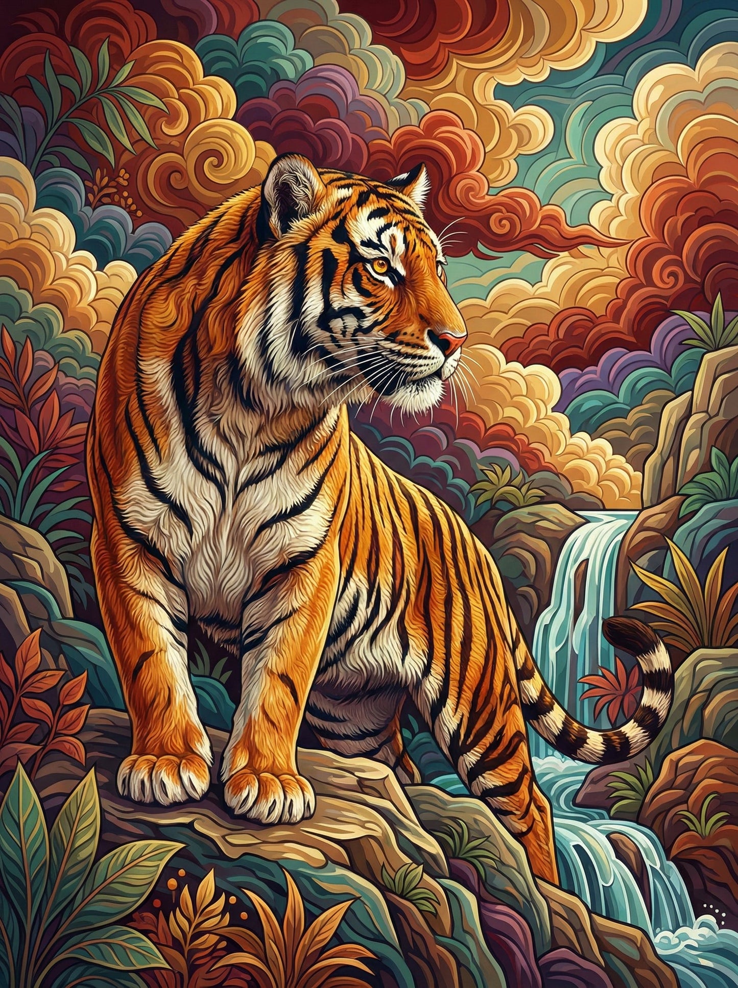 Majestic Falls Tiger (100 Color Diamond Painting) Diamond Painting kit