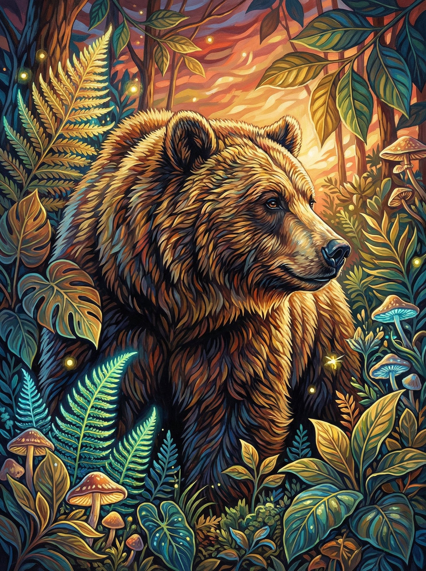 Twilight Forest Bear (100 Color Diamond Painting) Diamond Painting kit