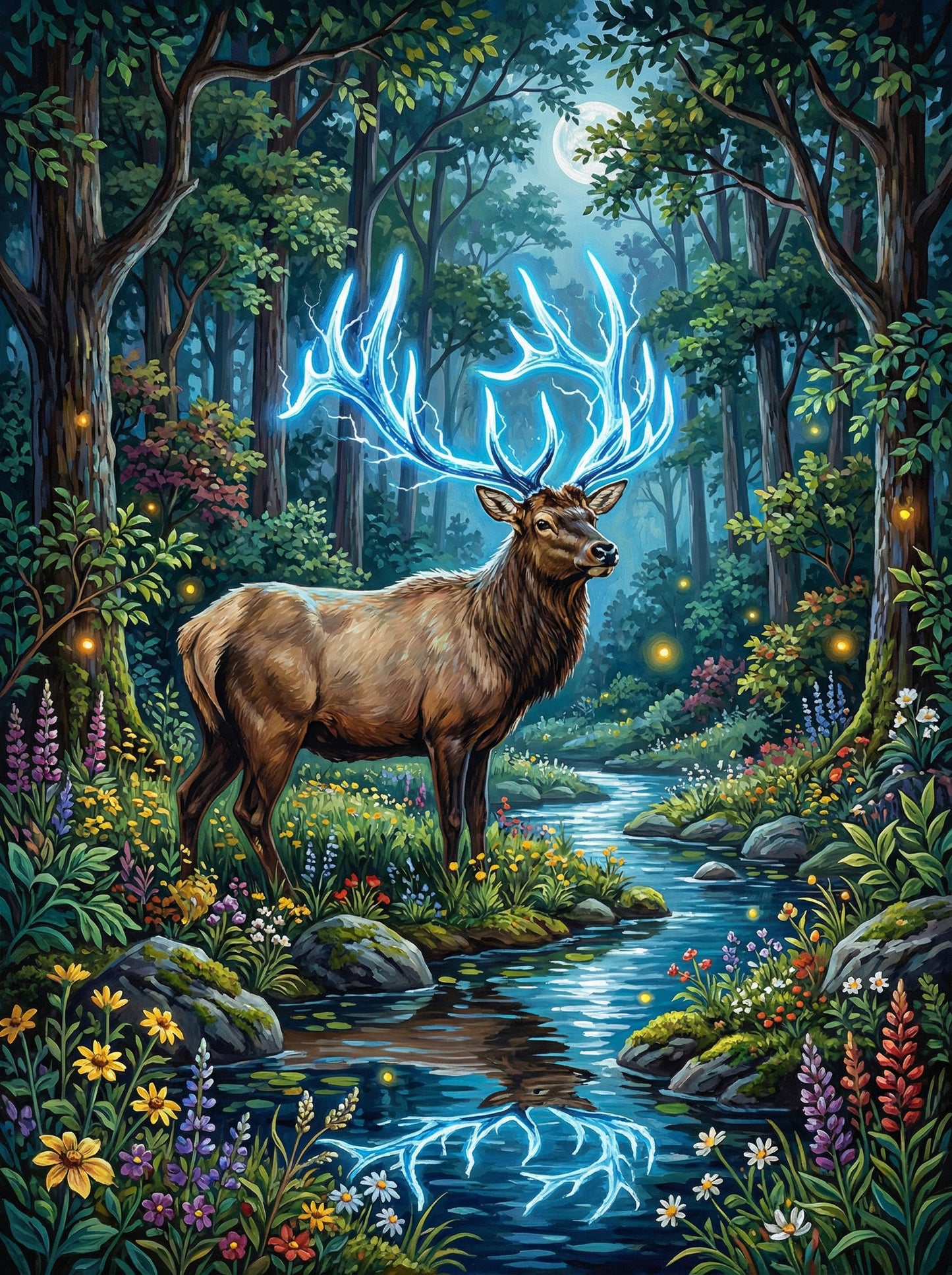 Moonlit Ember Stag (Diamond Painting) Diamond Painting kit