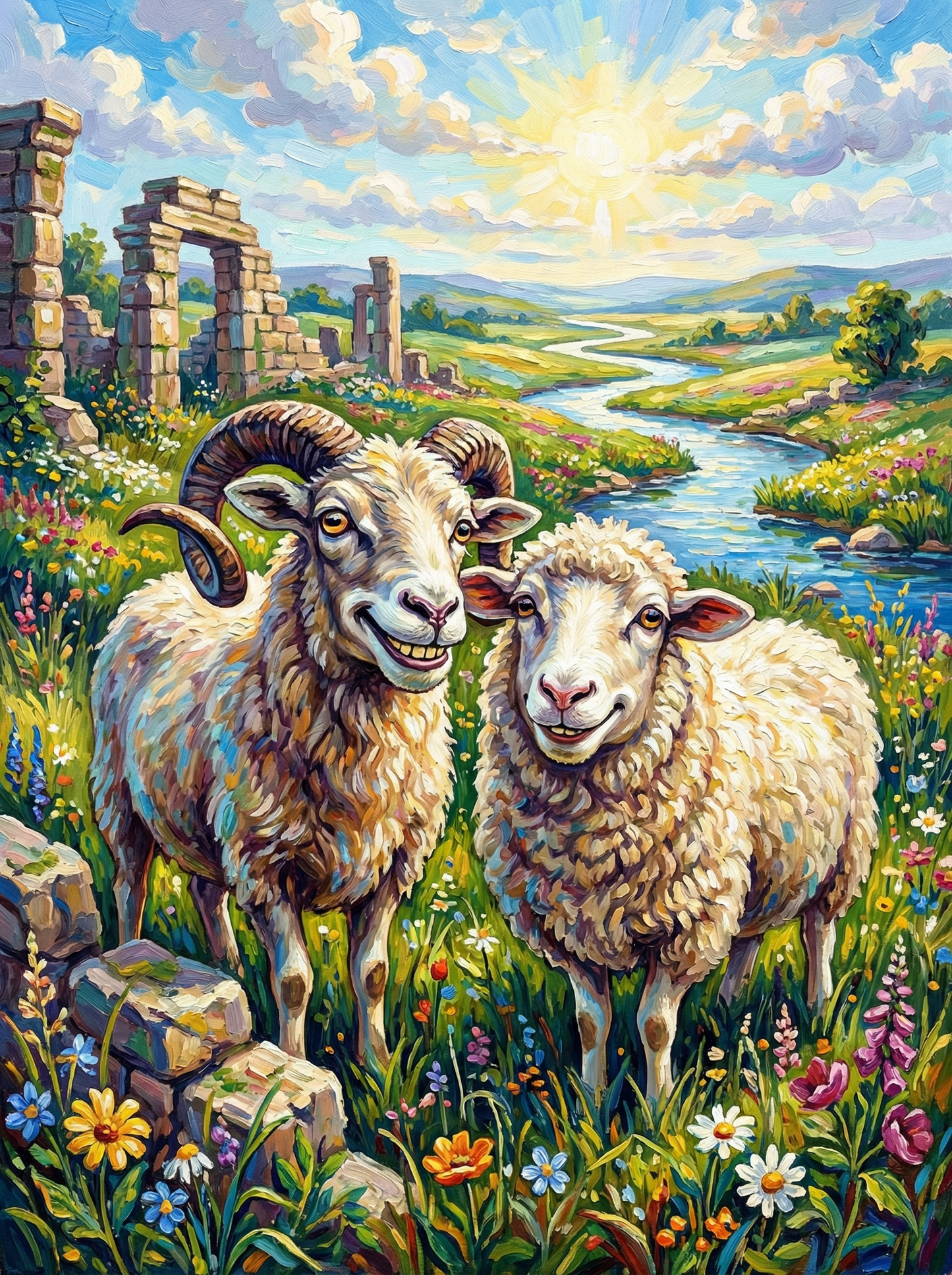 Sunlit Meadow Companions (Diamond Painting) Diamond Painting kit