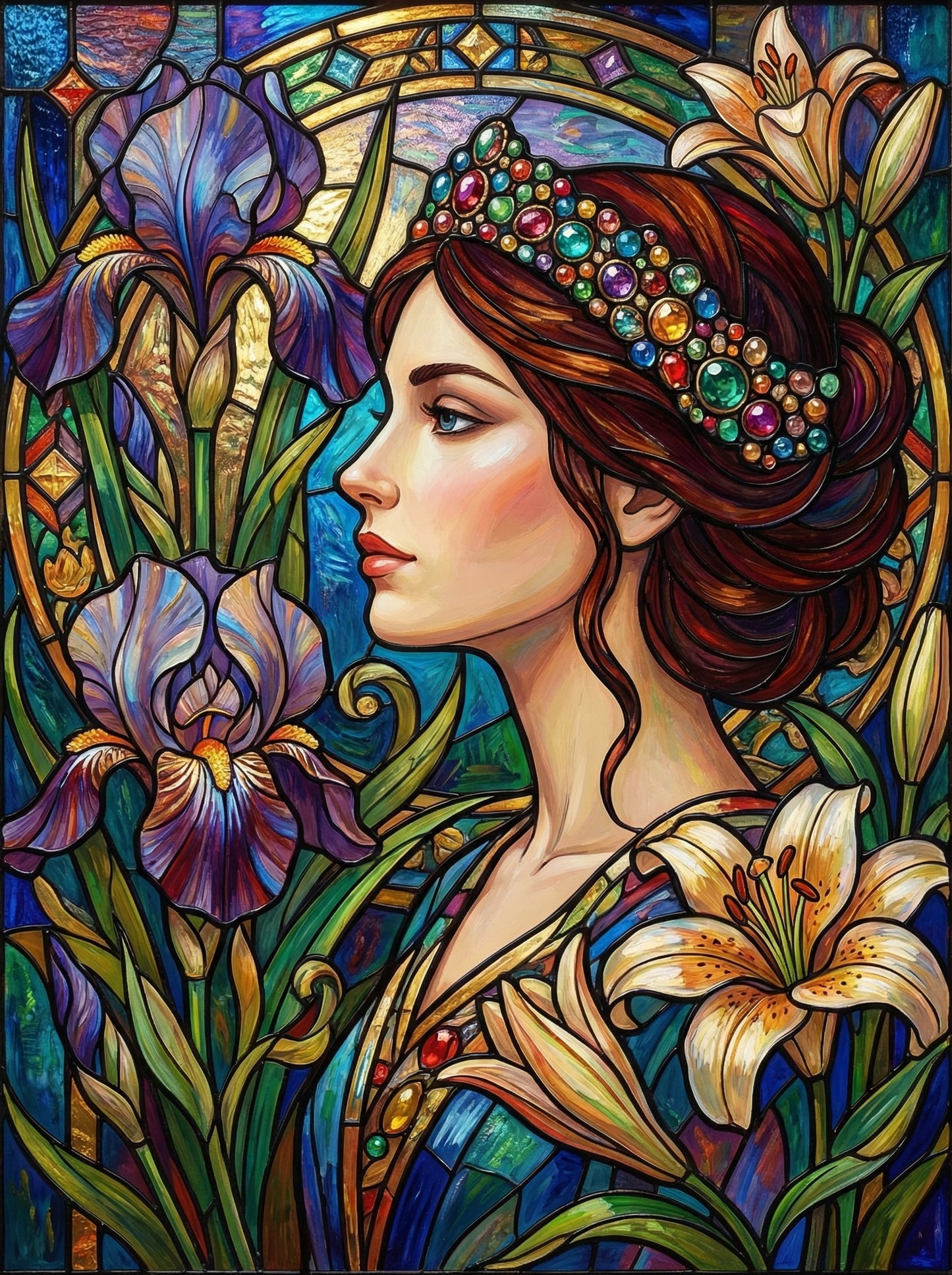 Jeweled Garden Muse (100 Color Diamond Painting)