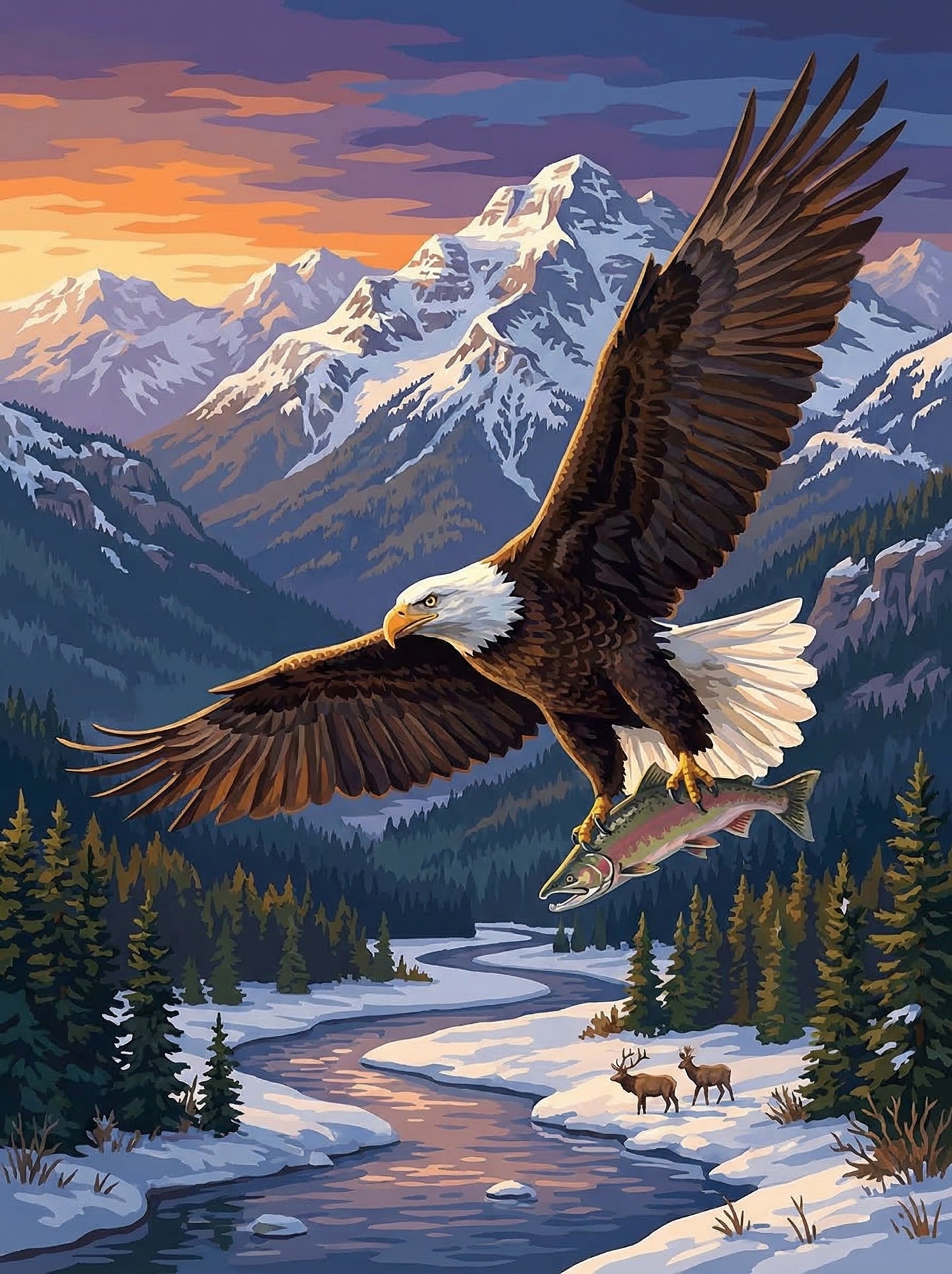 Eagle Over the Mountain Valley (Diamond Painting) Diamond Painting kit
