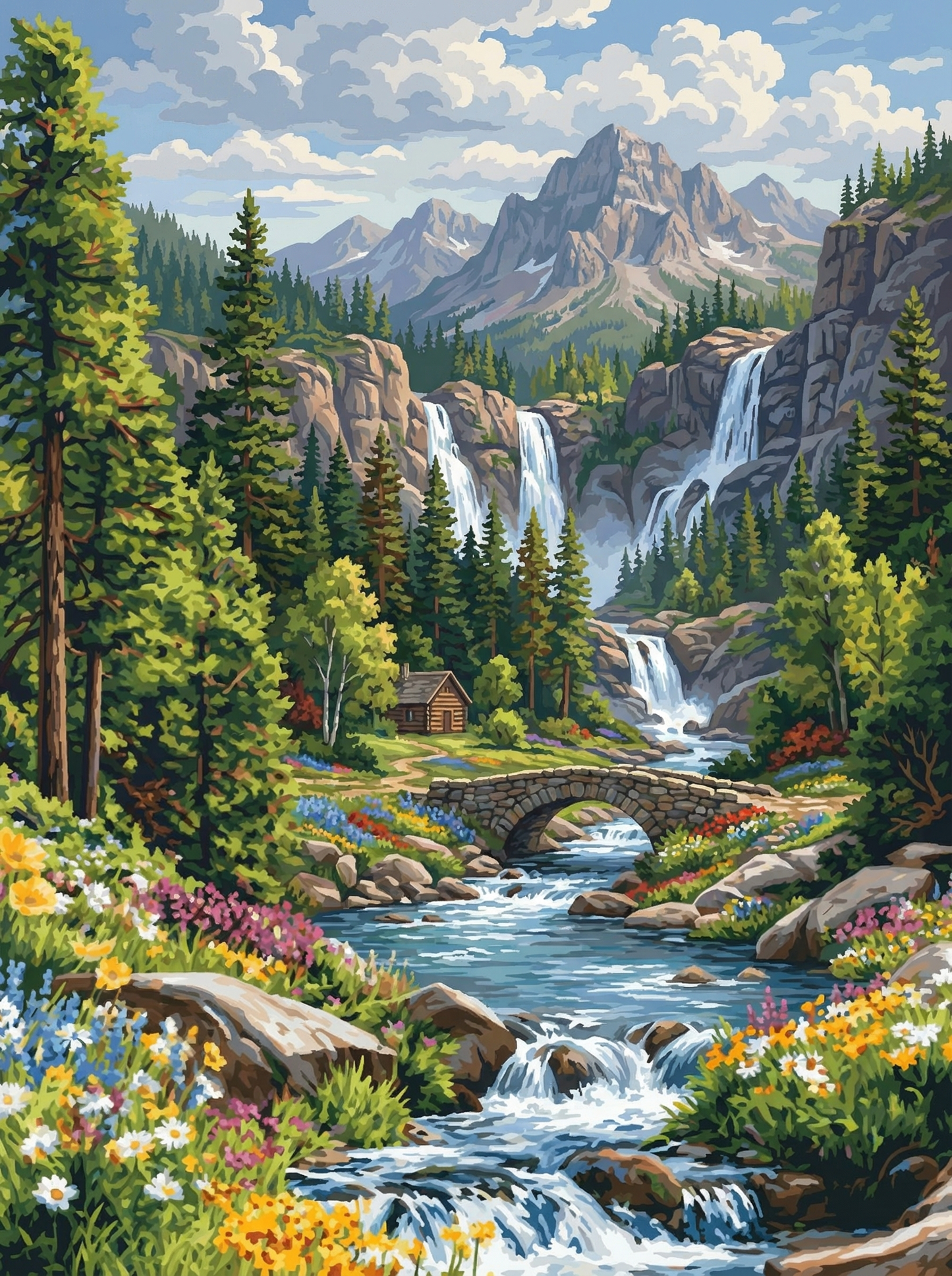 Forest Falls Peaceful Haven (100 Color Diamond Painting) Diamond Painting kit