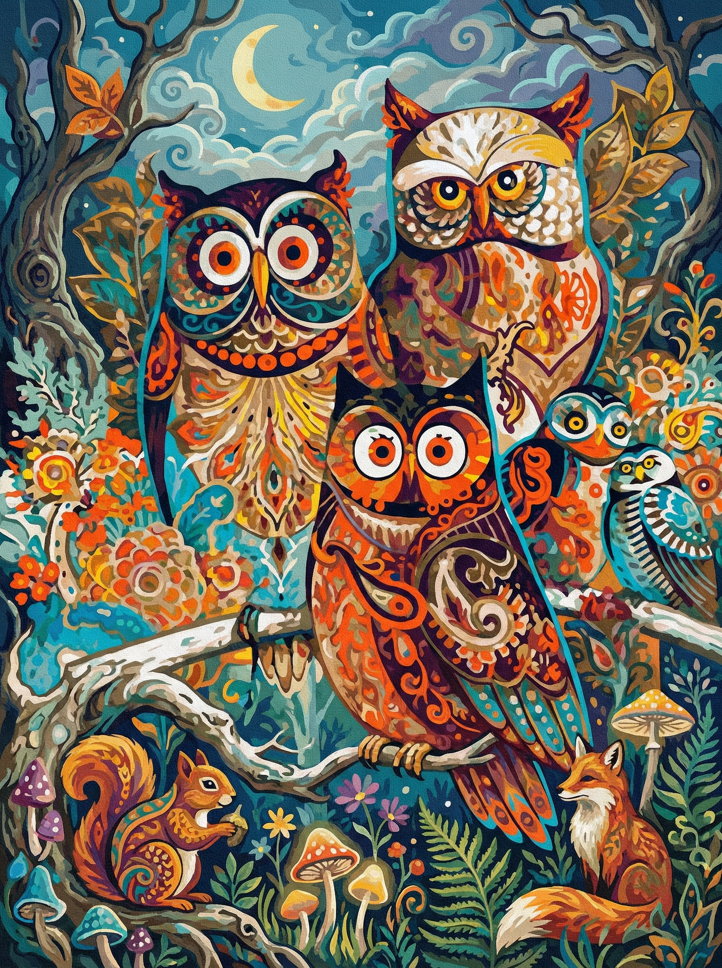 Moonlit Forest Owls (Diamond Painting) Diamond Painting kit