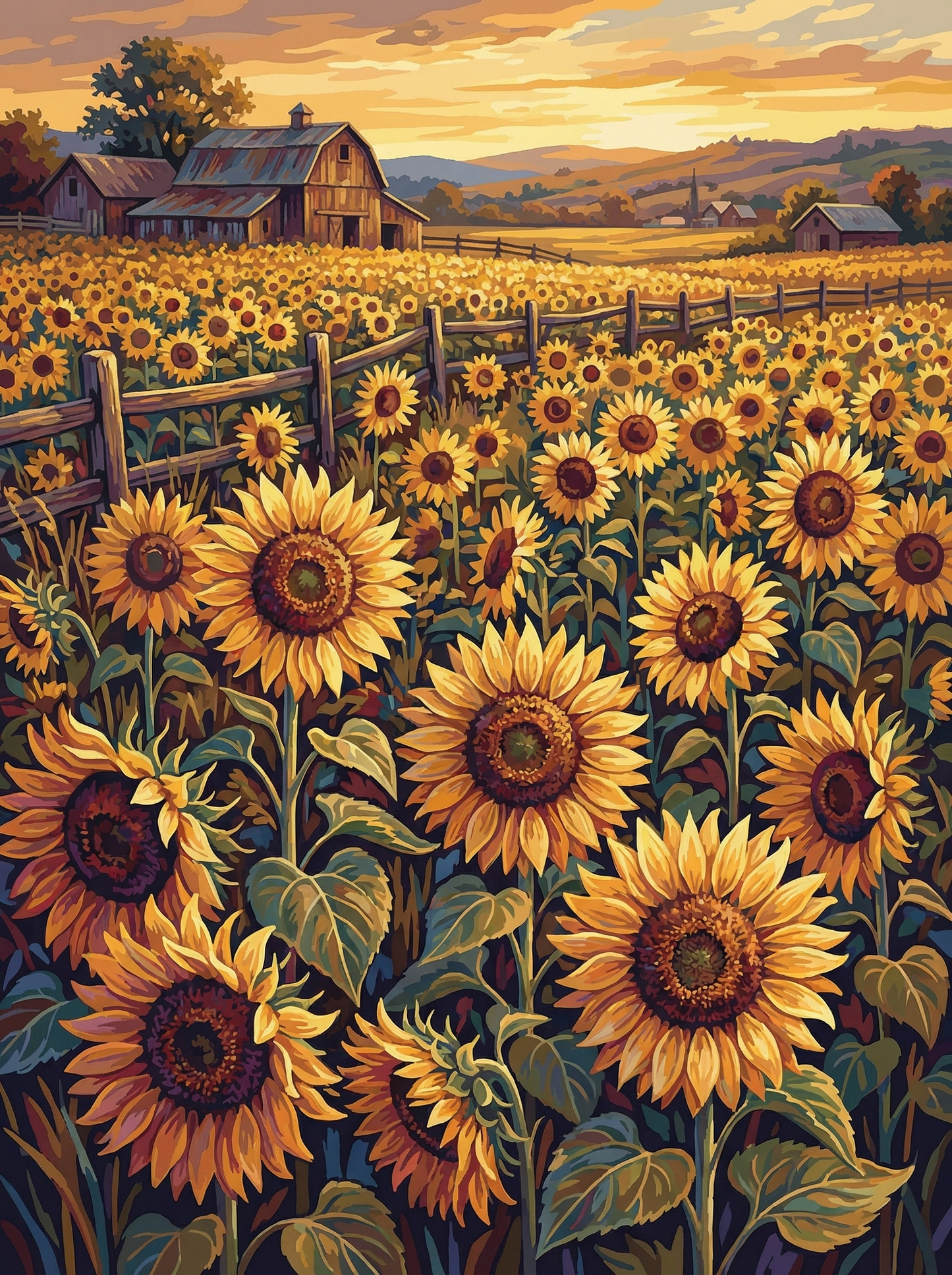 Golden Field Sunflowers (Diamond Painting)