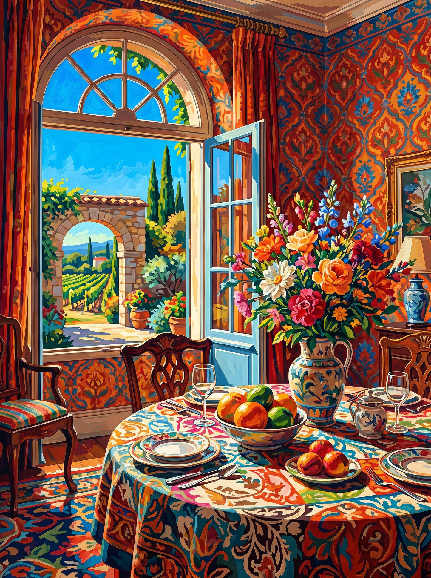 Mediterranean Window Dining View
