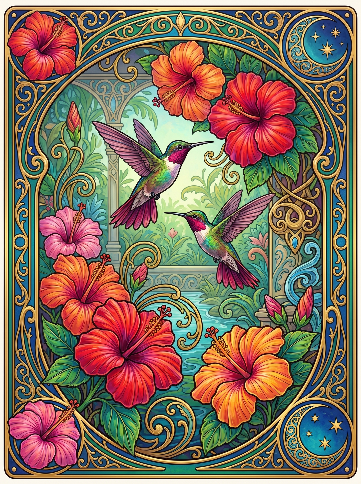 Hibiscus Hummingbird Panel (80 Colors)