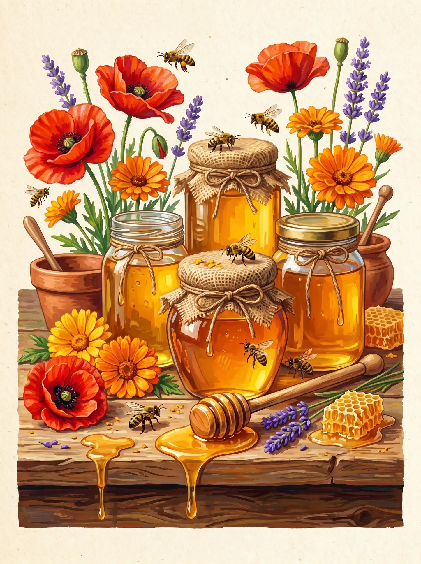 Honey Jar Poppy Lavender (Diamond Painting)