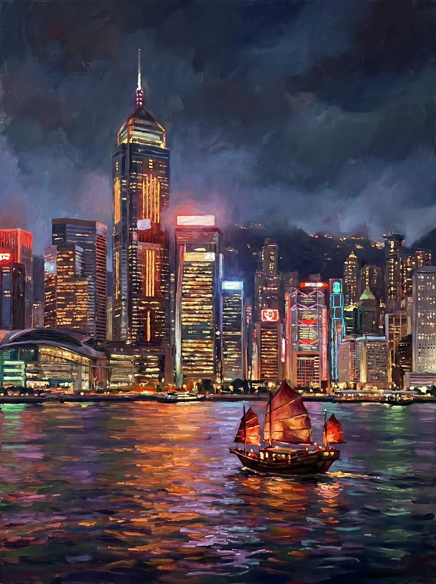Hong Kong Skyline Night (150 Color Diamond Painting)