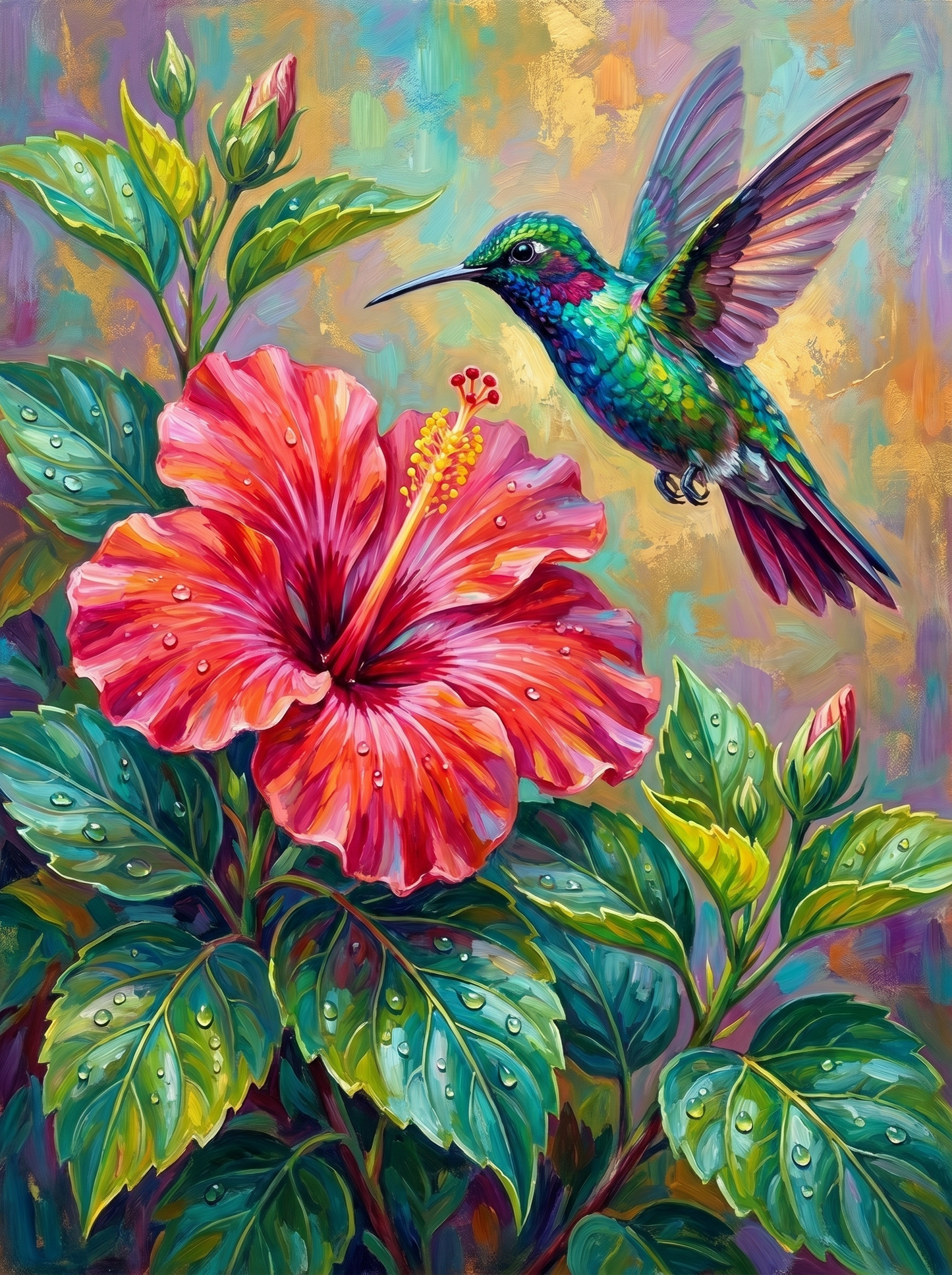 Hummingbird Hibiscus (Diamond Painting)