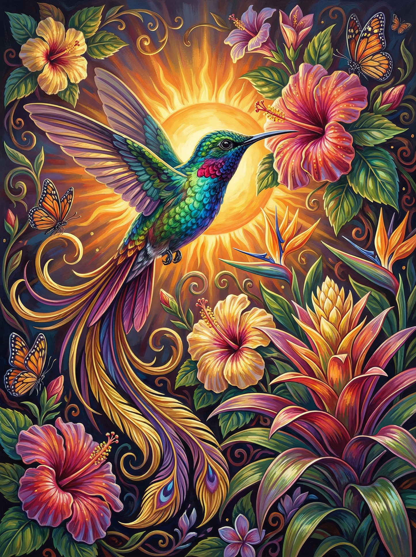 Hummingbird Sunset Garden (80 Colors)