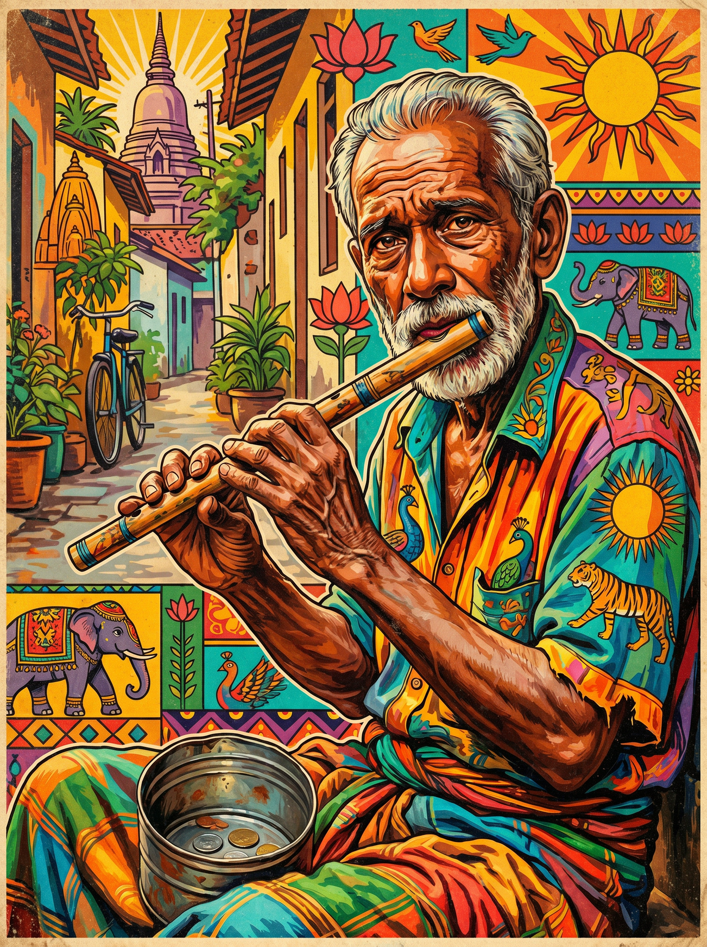 Indian Flute Elder (150 Color Diamond Painting)
