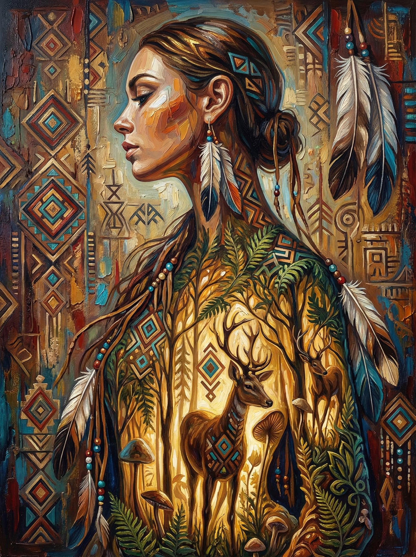 Indigenous Woman Forest Spirit (Diamond Painting) Diamond Painting kit