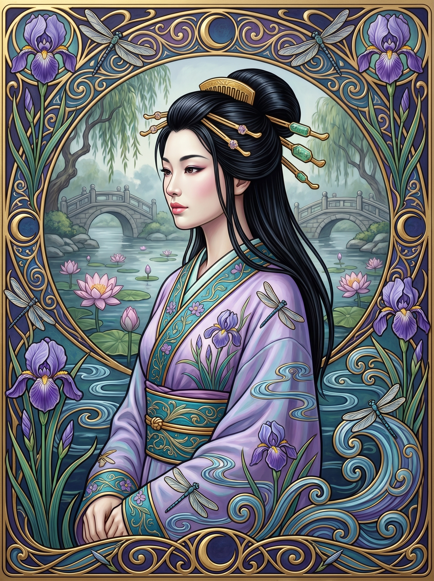 Iris Dragonfly Kimono Woman (80 Colors)