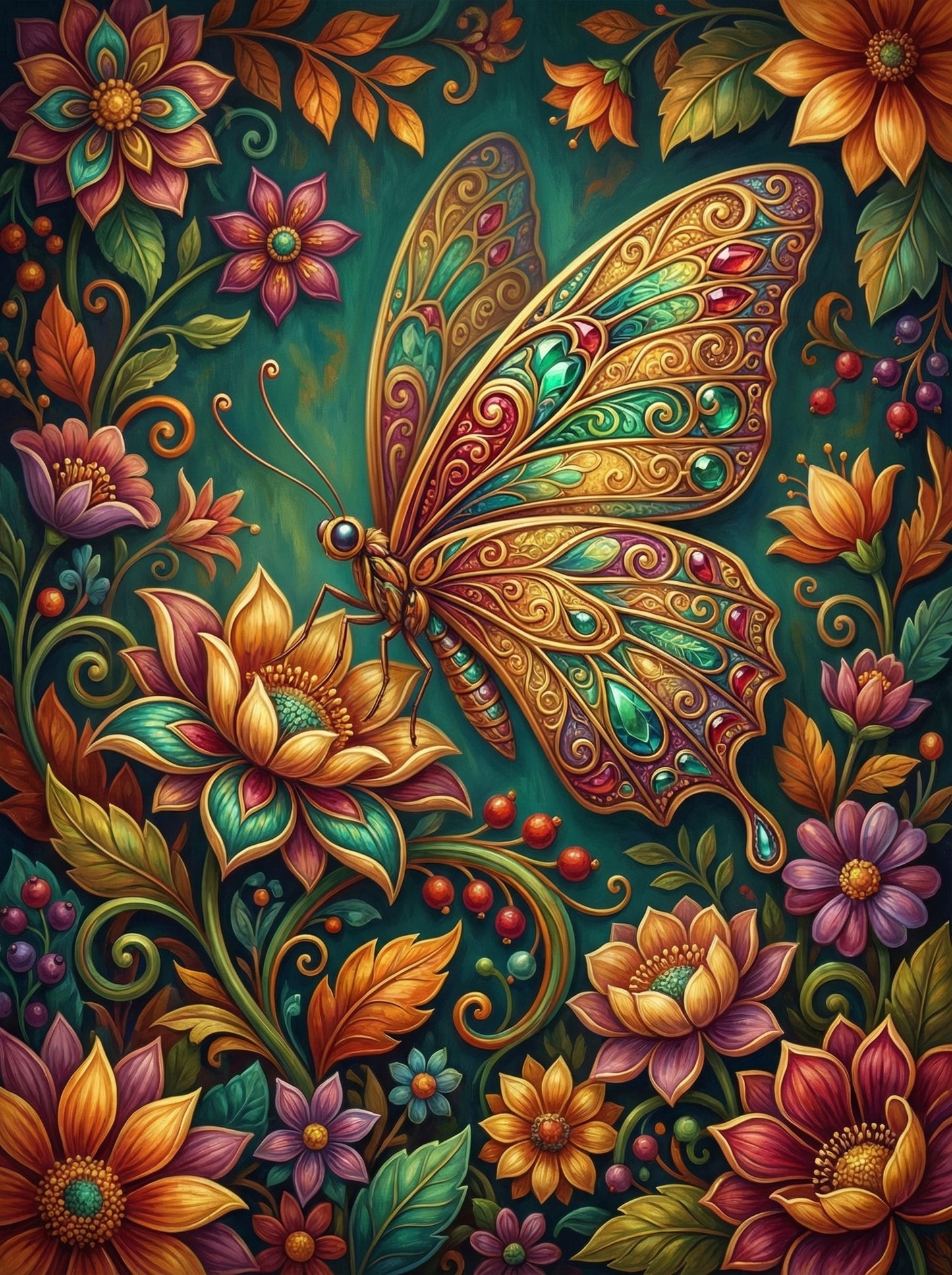 Jeweled Butterfly Paradise (Diamond Painting)