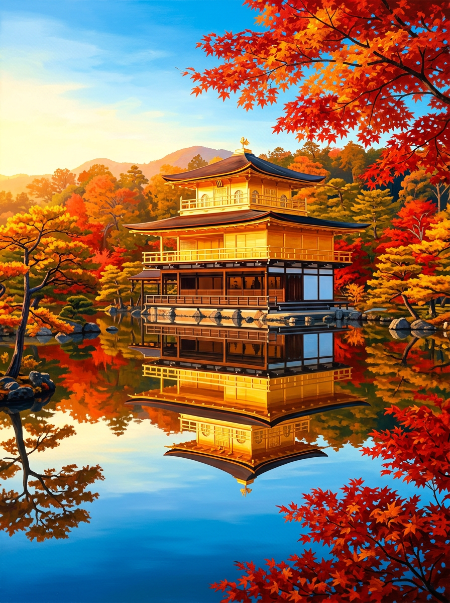 Kinkakuji Kyoto Autumn (150 Color Diamond Painting)