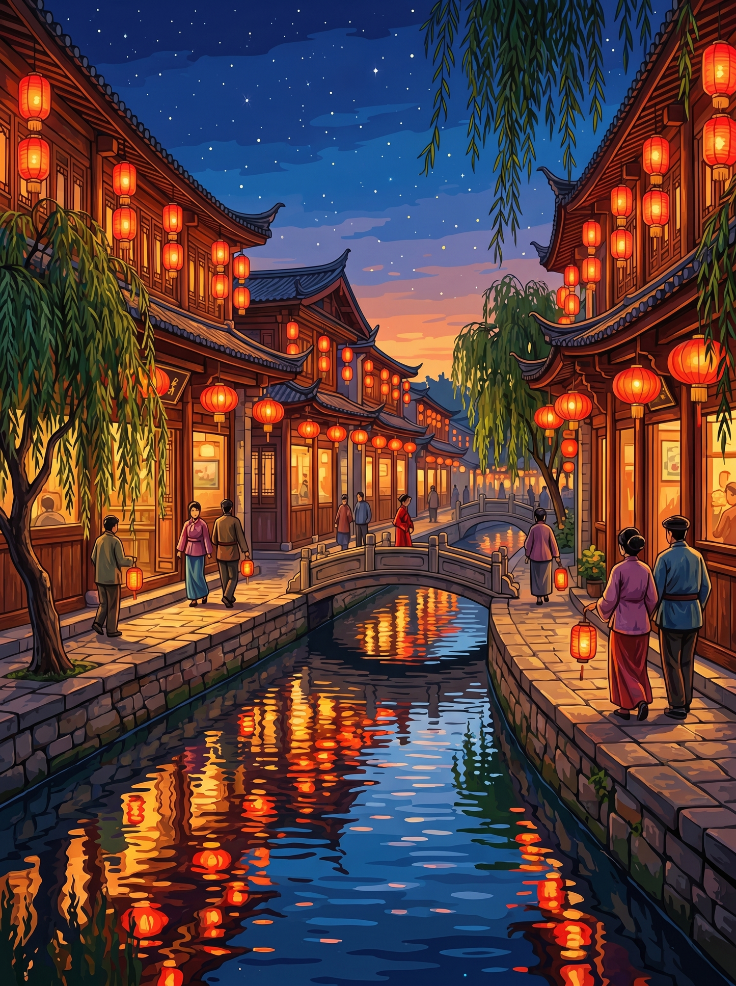 Lijiang Old Town Night (150 Color Diamond Painting)