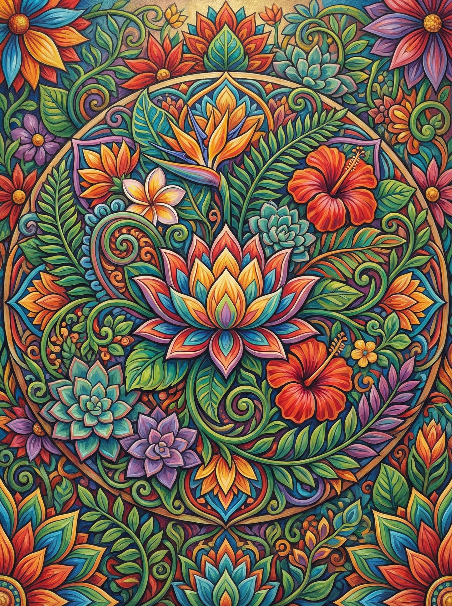 Lotus Garden Mandala (100 Color Diamond Painting) Diamond Painting kit