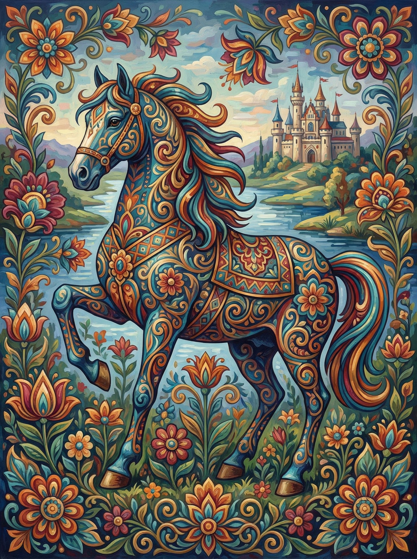 Magical Castle Horse (100 Color Diamond Painting) Diamond Painting kit