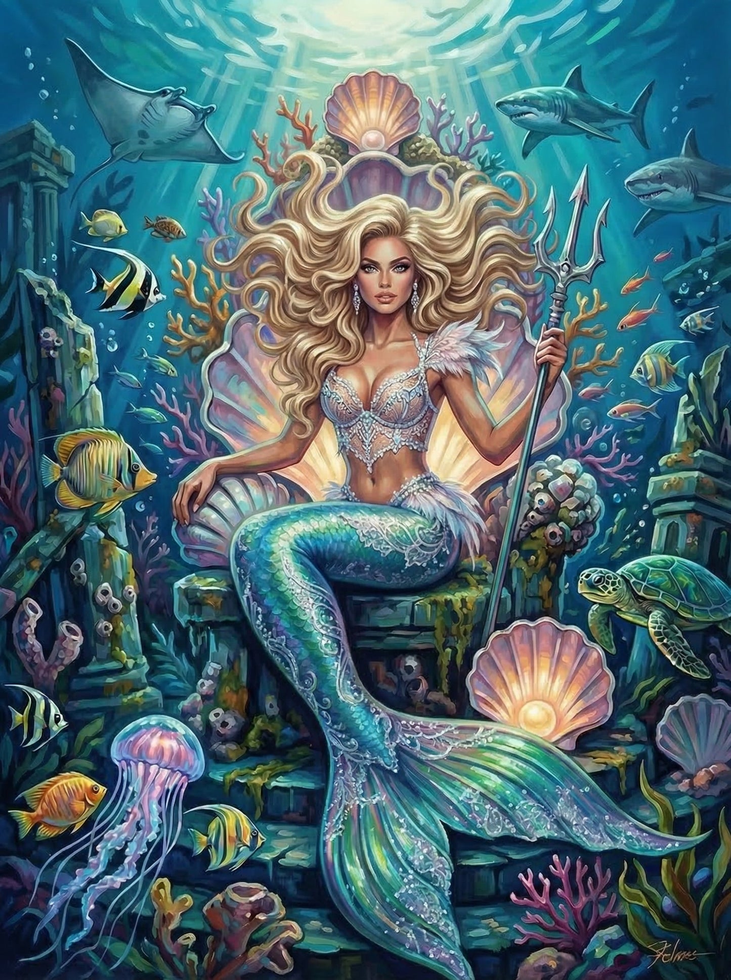 Magical Mermaid Ocean Treasure (100 Color Diamond Painting)