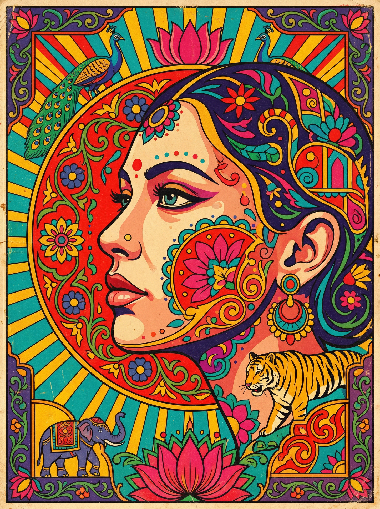 Mandala Sun Profile (150 Color Diamond Painting)