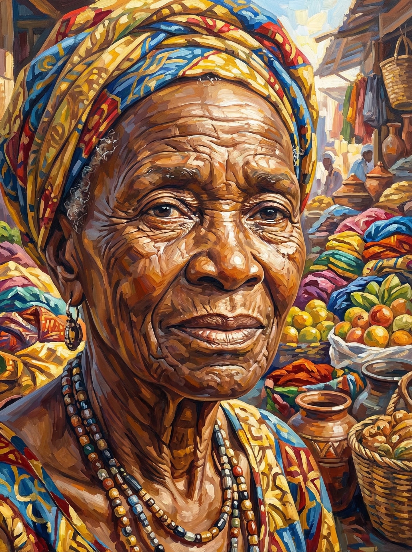 Market Woman Vibrant Headwrap (100 Color Diamond Painting) Diamond Painting kit