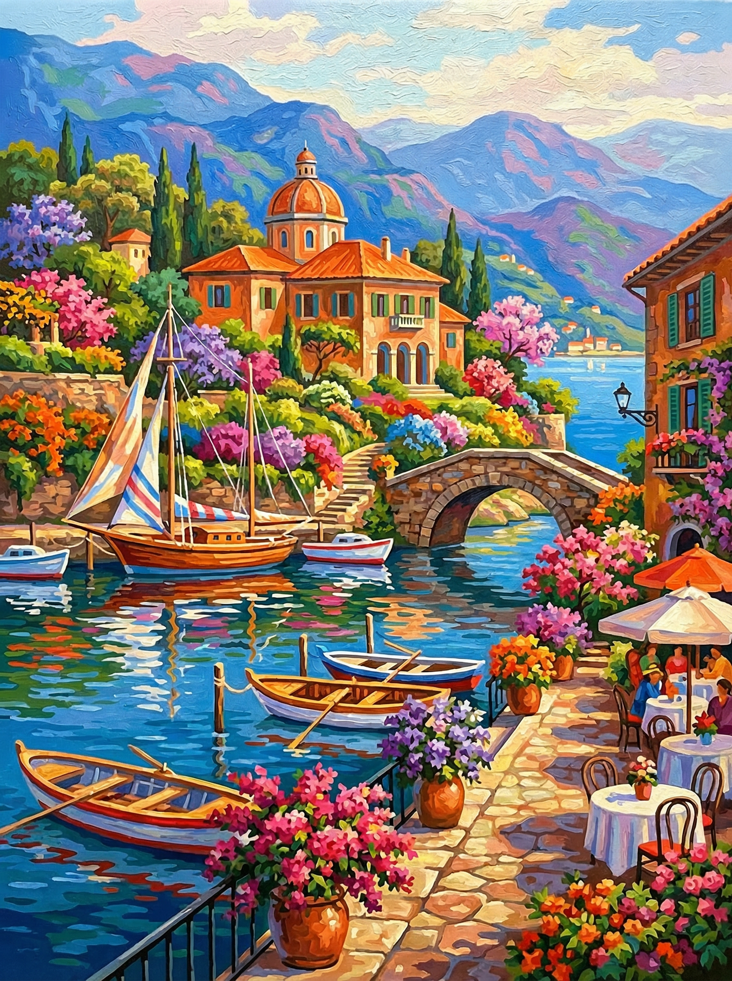 Mediterranean Harbor Village (100 Color Diamond Painting) Diamond Painting kit