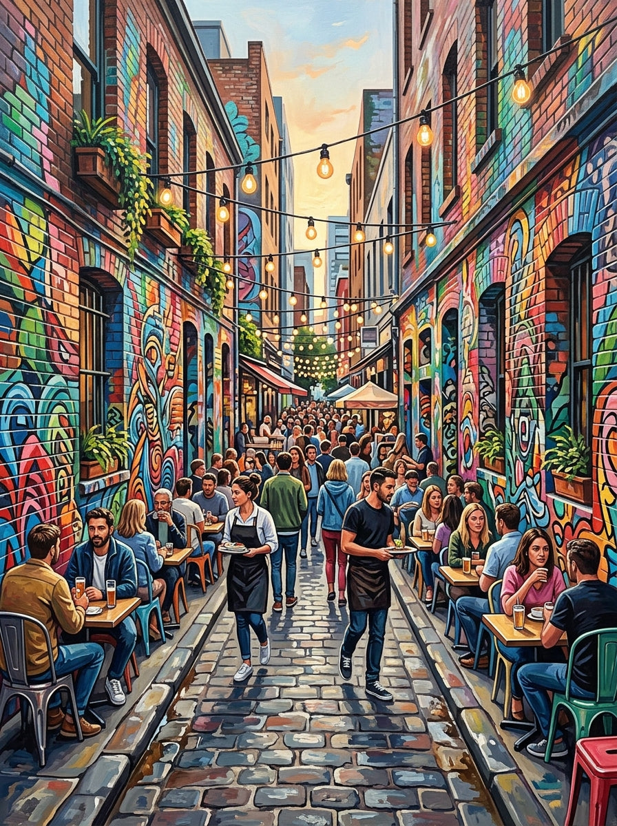 Melbourne Laneway Dusk Documentary (150 Color Diamond Painting)