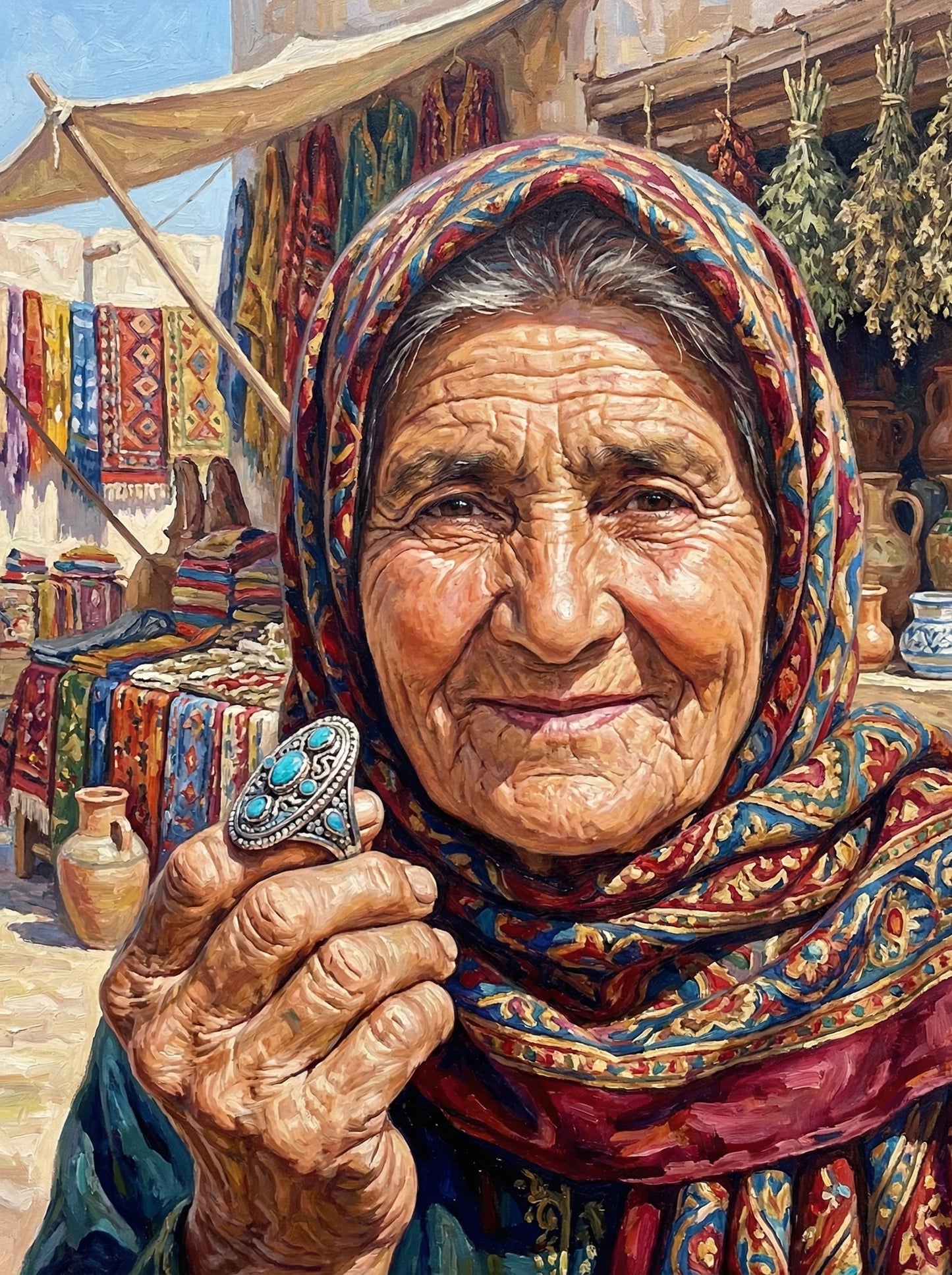 Merchant Woman With Pottery (100 Color Diamond Painting) Diamond Painting kit