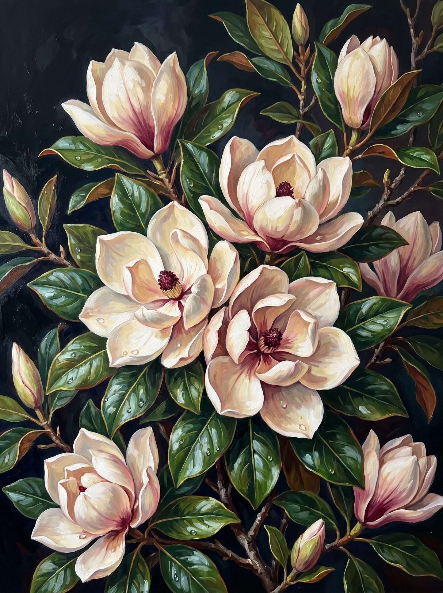 Midnight Magnolias Dark (Diamond Painting)