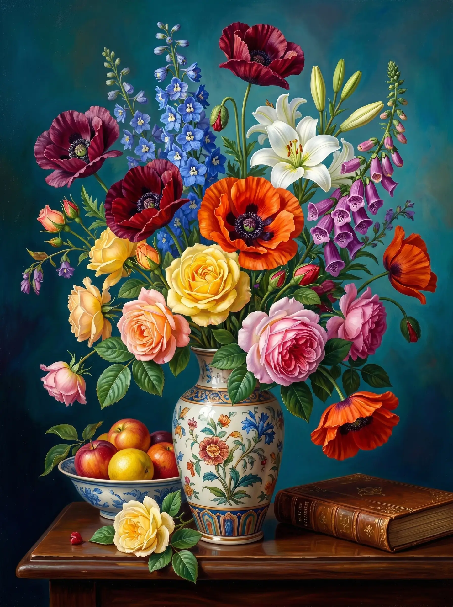 Mixed Bouquet Porcelain Vase (Diamond Painting)