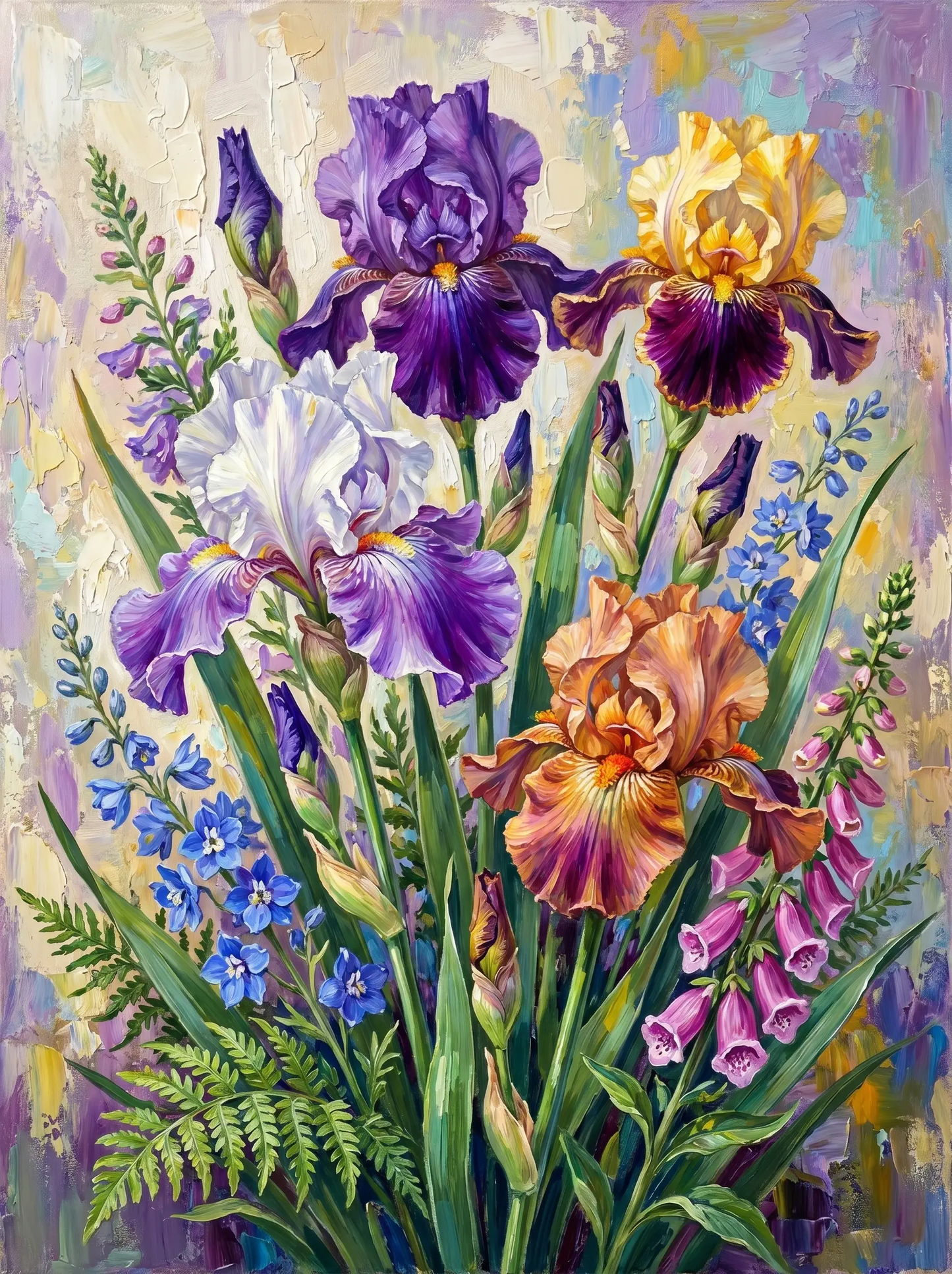Mixed Iris Bouquet Foxglove (Diamond Painting)