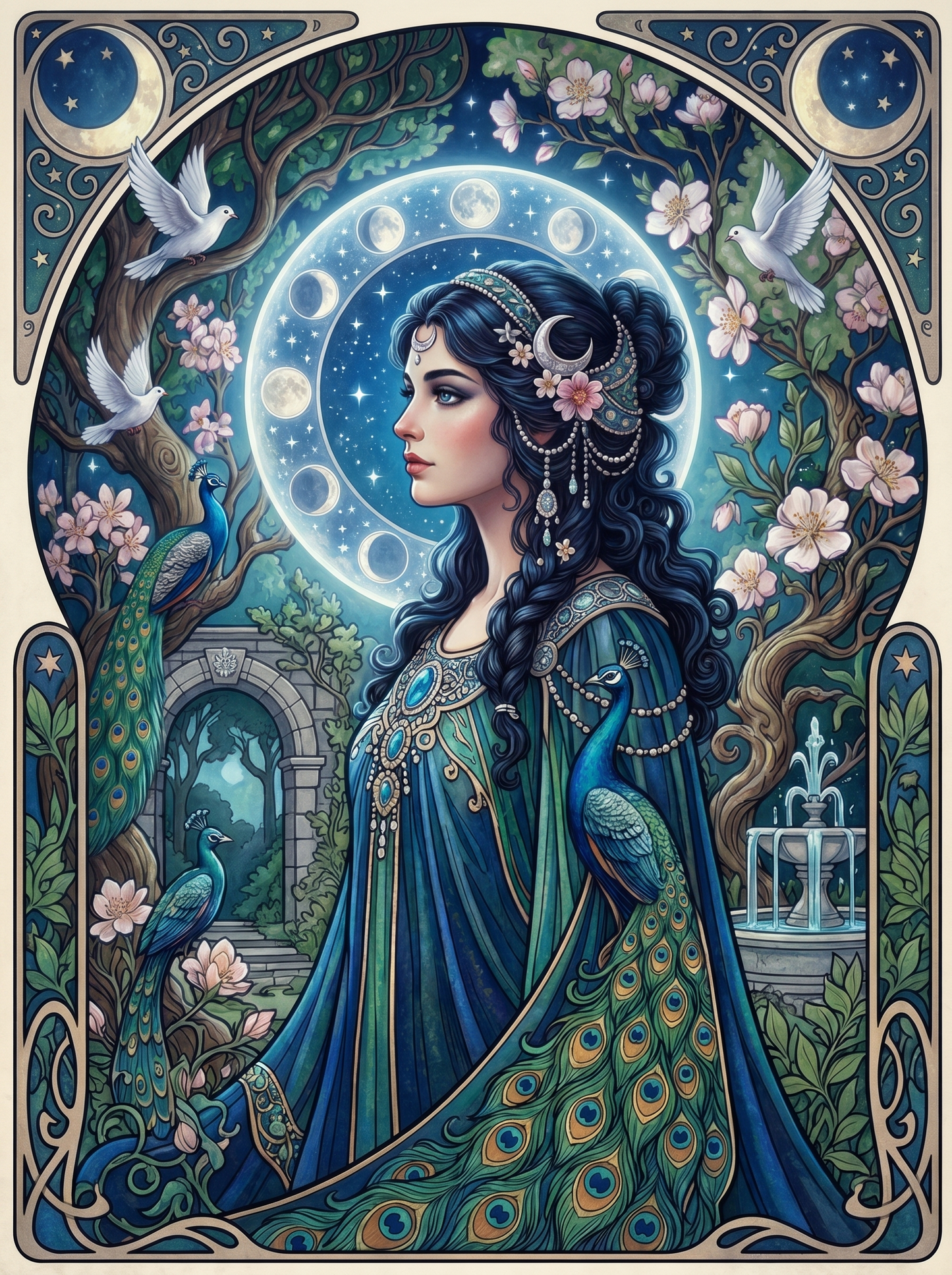 Moon Phase Peacock Maiden (80 Colors)