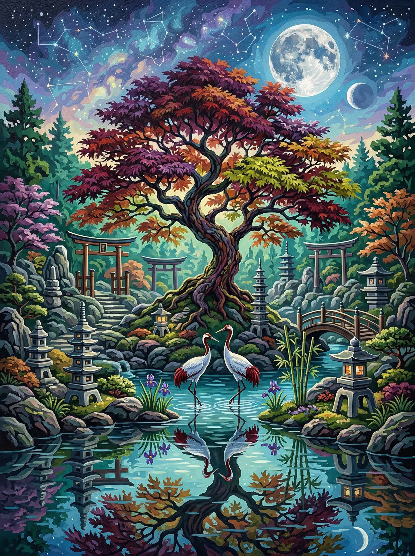 Moonlit Zen Garden (100 Color Diamond Painting) Diamond Painting kit