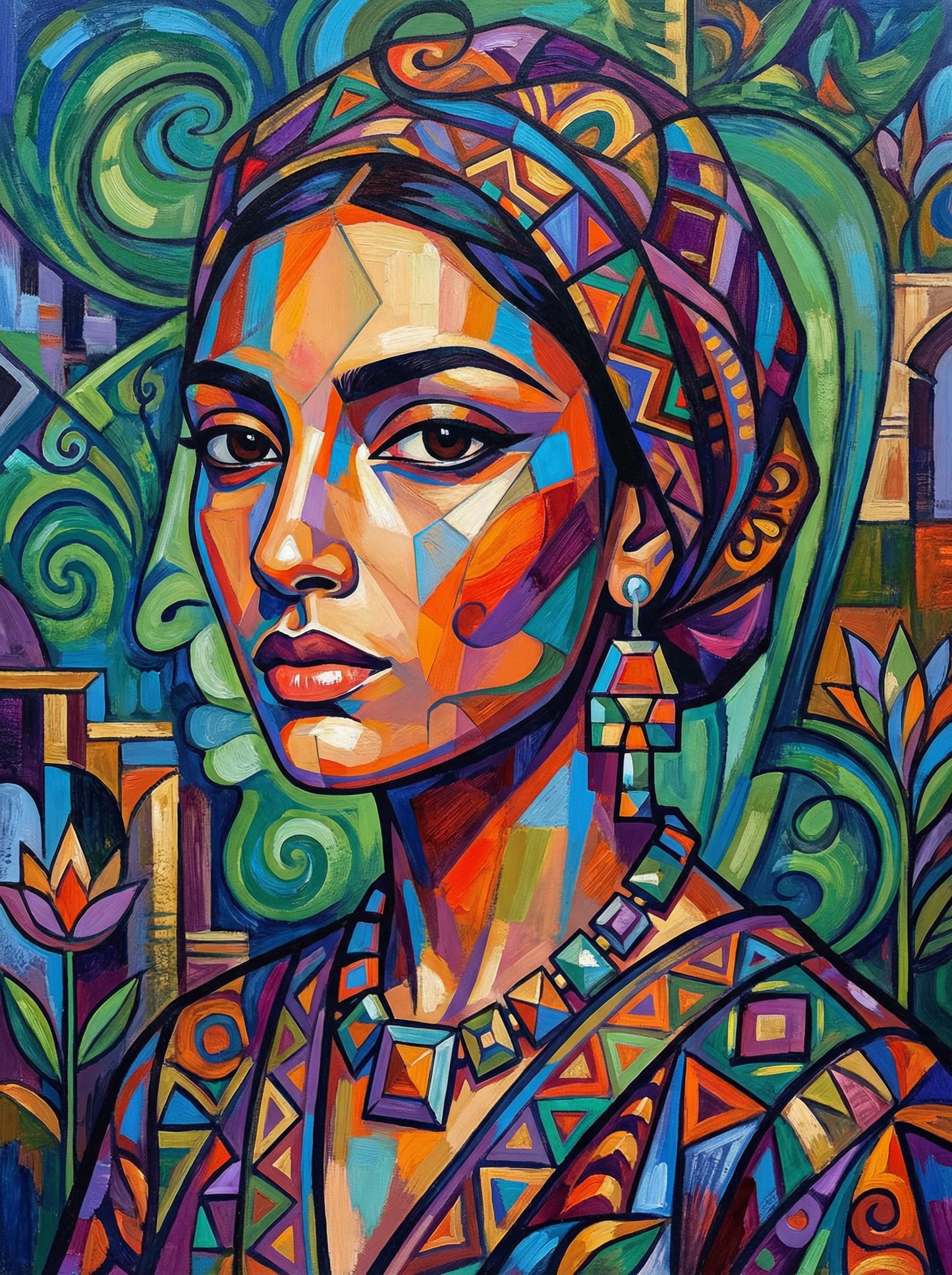Mosaic Ethnic Woman (100 Color Diamond Painting)