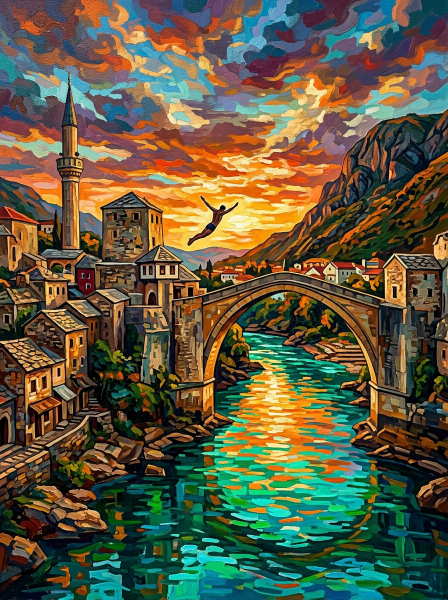 Mostar Bridge (150 Color Diamond Painting)
