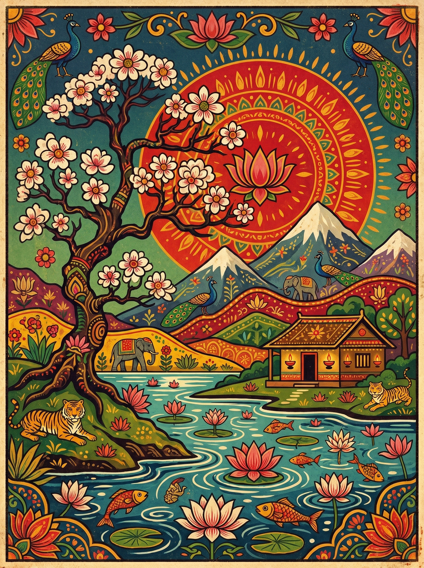 Mount Fuji Blossoms (150 Color Diamond Painting)