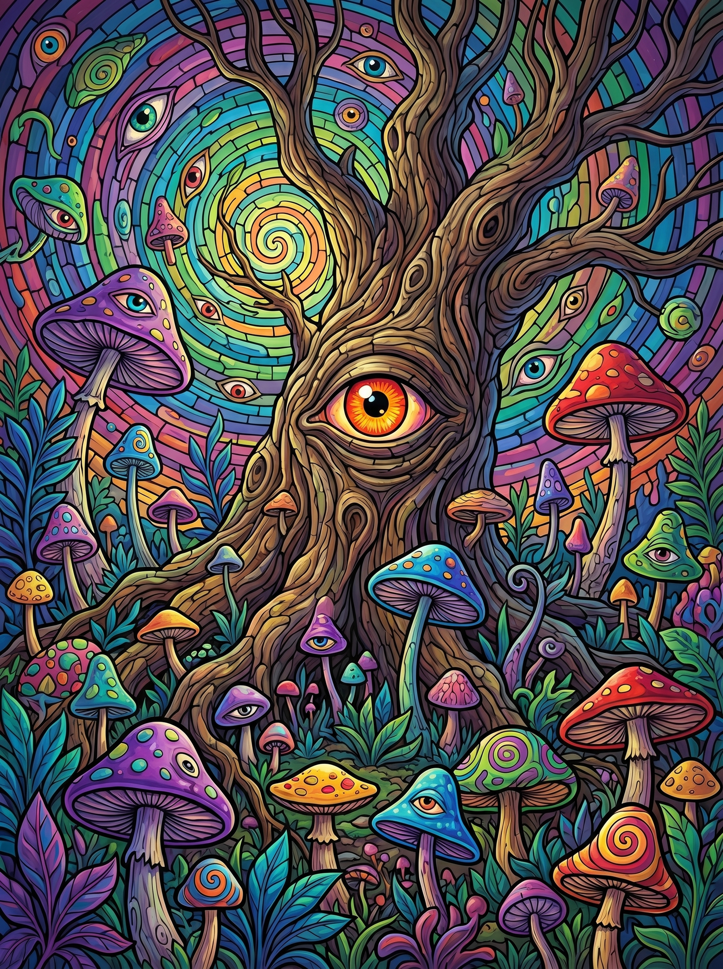 Mystical Tree Mushrooms (100 Color Diamond Painting) Diamond Painting kit