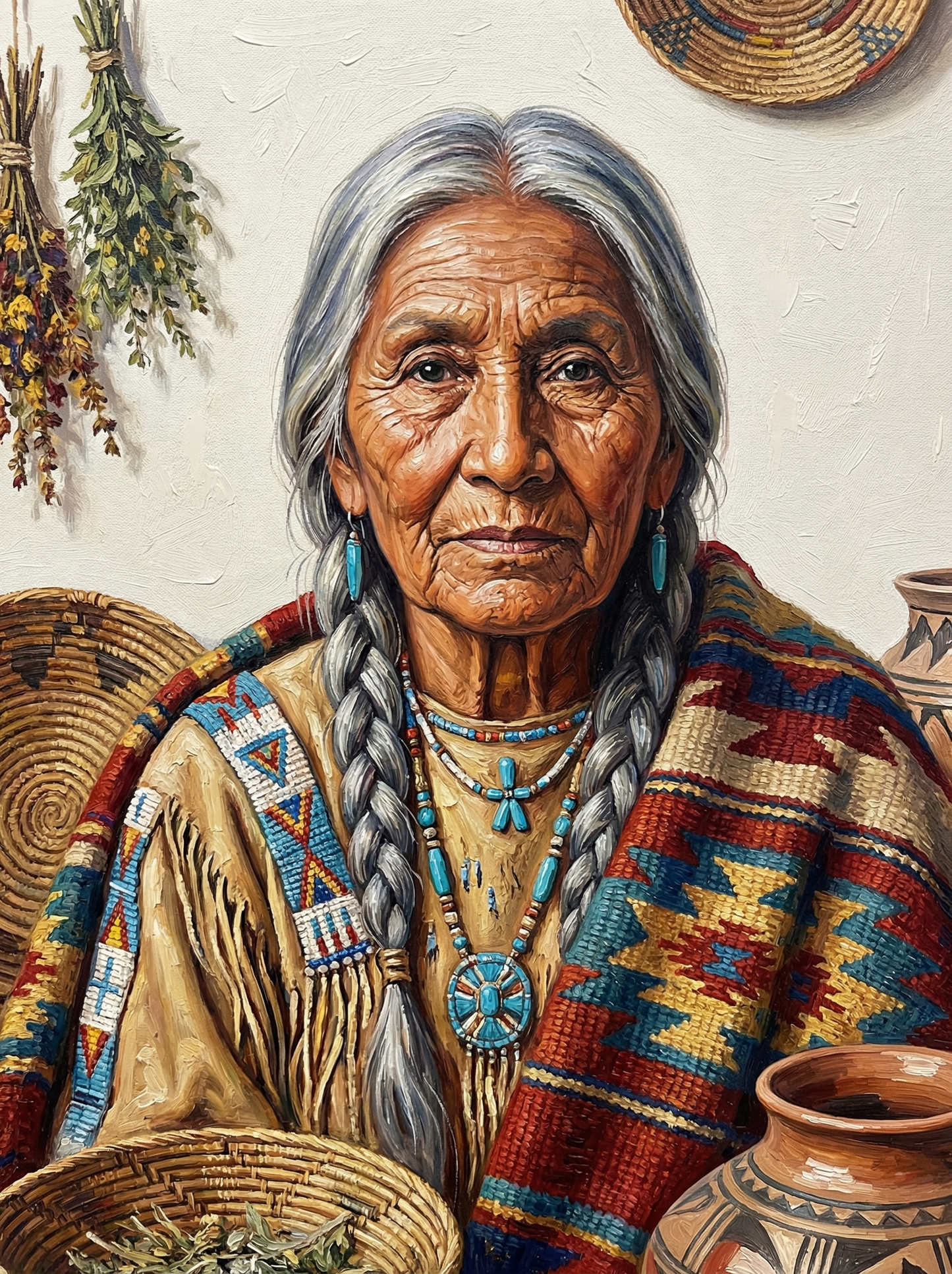Native American Elder (100 Color Diamond Painting)