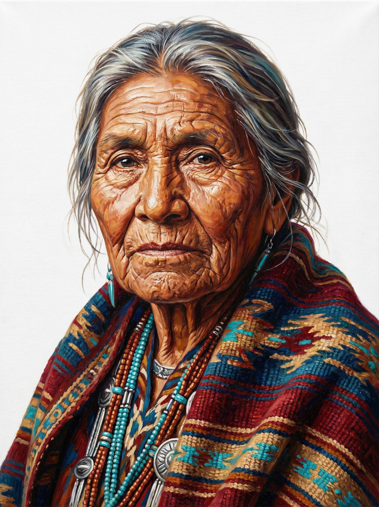 Native Elder Woven Blanket (100 Color Diamond Painting)