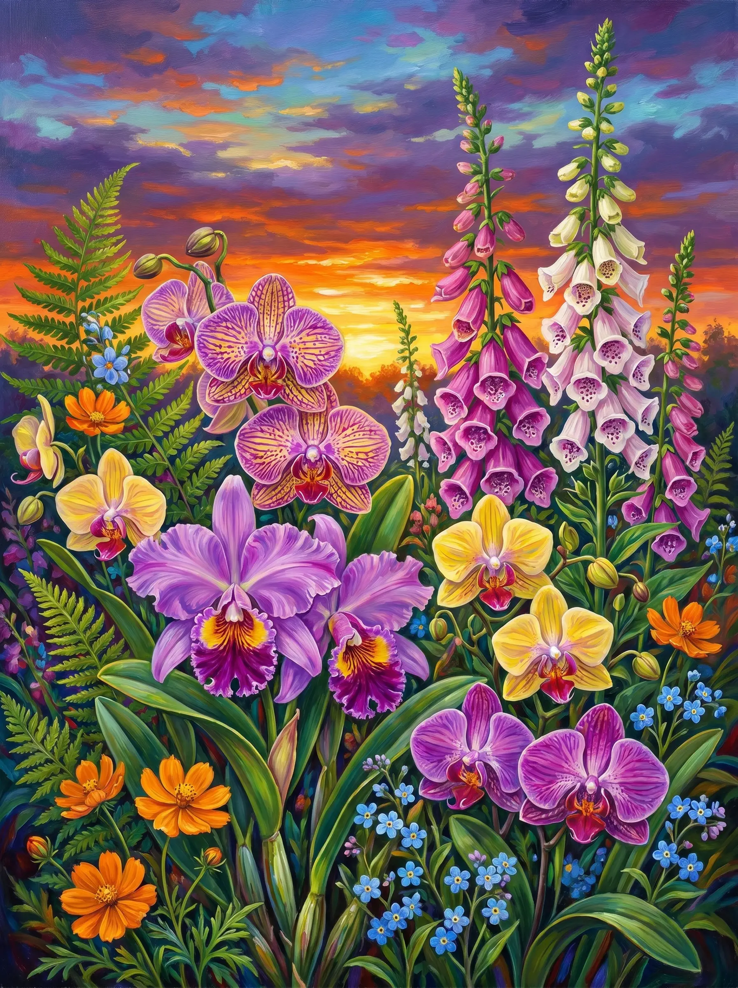 Orchid Foxglove Sunset (Diamond Painting)