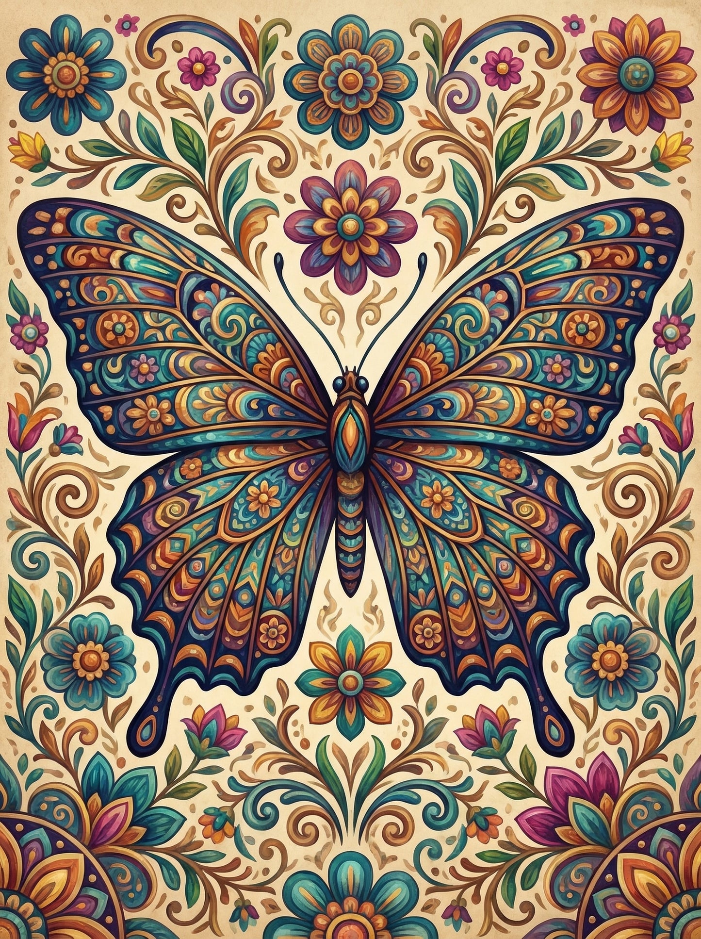 Ornate Butterfly Medallion (100 Color Diamond Painting)