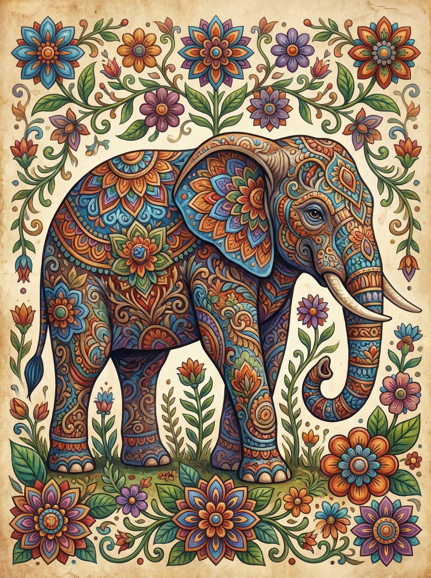 Ornate Elephant Blessings (100 Color Diamond Painting) Diamond Painting kit