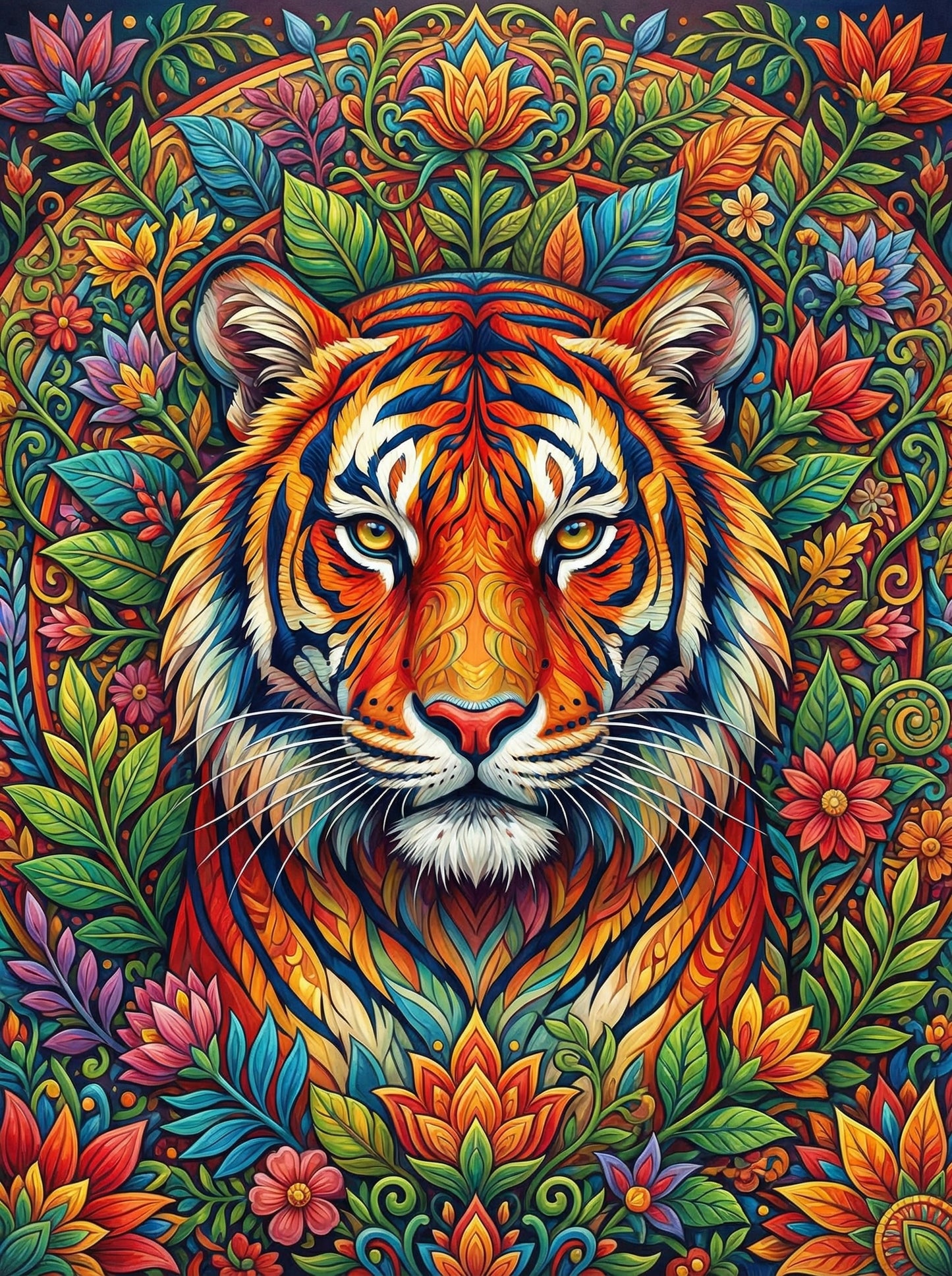 Ornate Tiger Jungle (100 Color Diamond Painting)